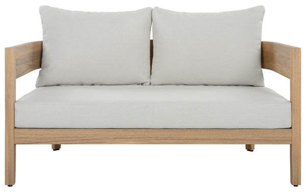 Safavieh Theo Loveseat and Side Table Set with Oak Frame and Ivory Upholstered Seat OAK/IVORY PAT7088B