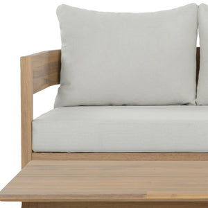 Safavieh Theo Loveseat and Side Table Set with Oak Frame and Ivory Upholstered Seat OAK/IVORY PAT7088B