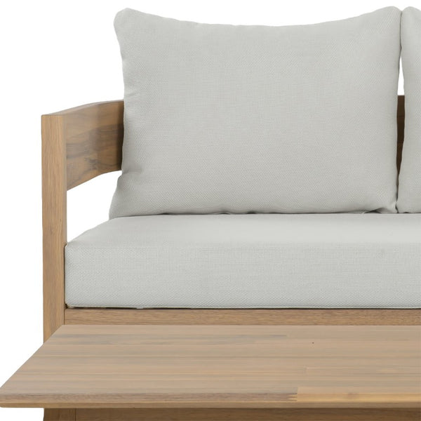 Safavieh Theo Loveseat and Side Table Set with Oak Frame and Ivory Upholstered Seat OAK/IVORY PAT7088B