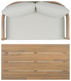 Safavieh Theo Loveseat and Side Table Set with Oak Frame and Ivory Upholstered Seat OAK/IVORY PAT7088B
