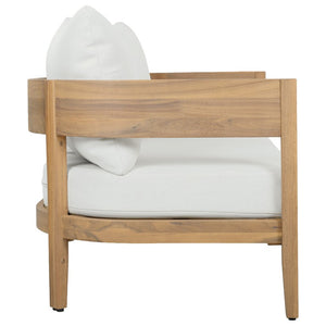 Safavieh Theo Loveseat and Side Table Set with Oak Frame and Ivory Upholstered Seat OAK/IVORY PAT7088B