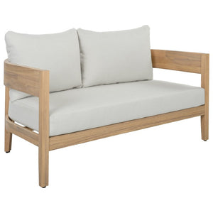 Safavieh Theo Loveseat and Side Table Set with Oak Frame and Ivory Upholstered Seat OAK/IVORY PAT7088B