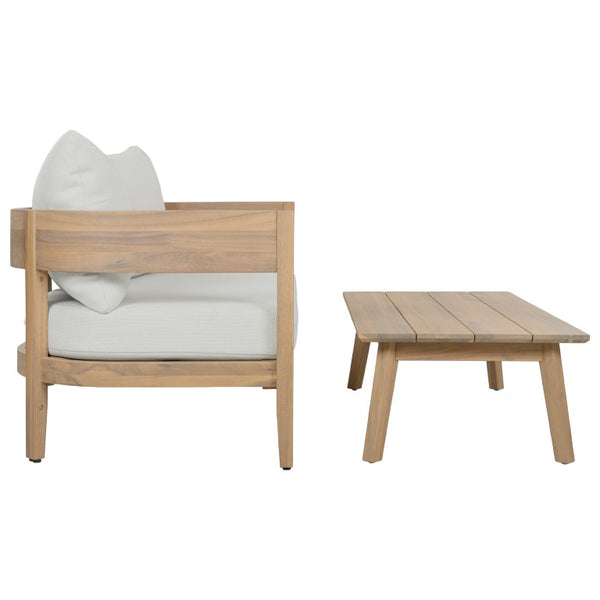 Safavieh Theo Loveseat and Side Table Set with Oak Frame and Ivory Upholstered Seat OAK/IVORY PAT7088B