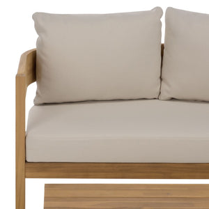 Safavieh Theo Loveseat and Side Table Set with Oak Frame and Ivory Upholstered Seat OAK/IVORY PAT7088B