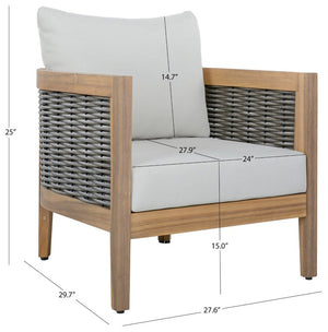 Safavieh Amanda Ivory Upholstered Club Chair Set with Oak Wood Frame for Living and Dining Rooms Oak/Ivory PAT7089B-SET2