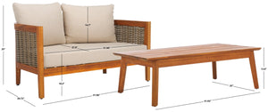 Safavieh Amanda Bench + Table Natural / Taupe PAT7090A