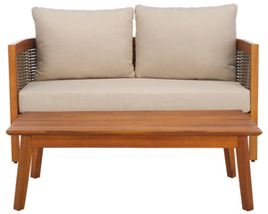 Safavieh Amanda Bench + Table Natural / Taupe PAT7090A