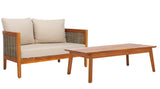 Safavieh Amanda Bench + Table Natural / Taupe PAT7090A