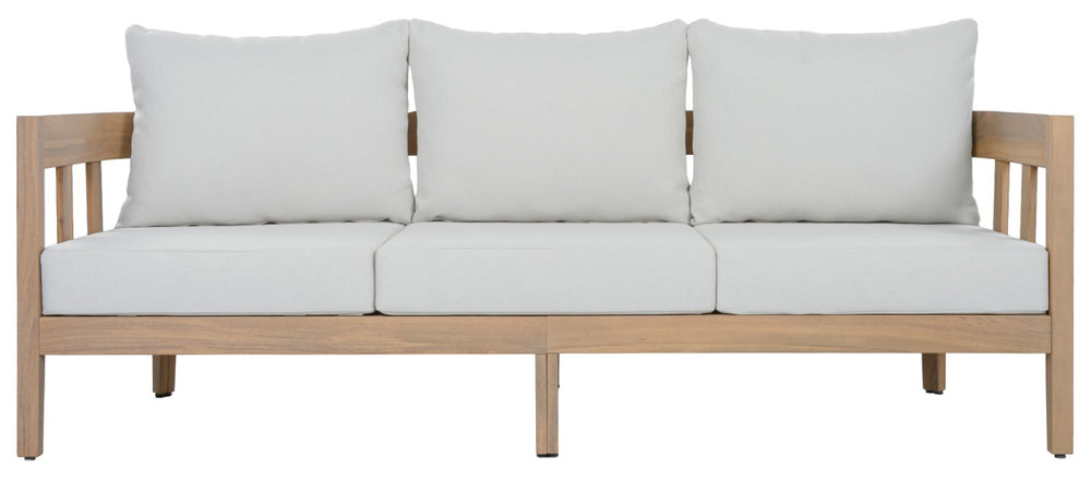 Safavieh Owen Three Seat Sofa Solid Oak Frame Ivory Upholstery Scandinavian Living Room OAK/IVORY PAT7091B