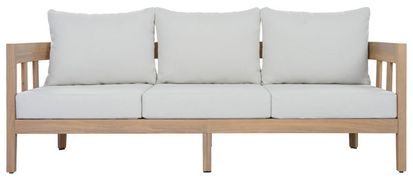Safavieh Owen Three Seat Sofa Solid Oak Frame Ivory Upholstery Scandinavian Living Room OAK/IVORY PAT7091B