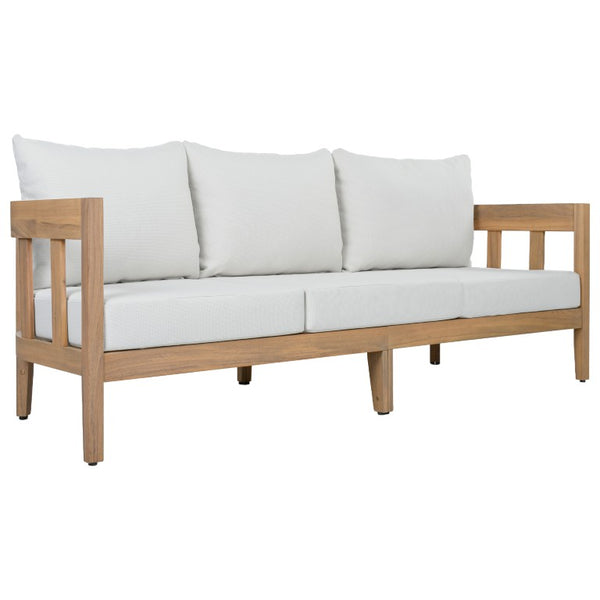 Safavieh Owen Three Seat Sofa Solid Oak Frame Ivory Upholstery Scandinavian Living Room OAK/IVORY PAT7091B