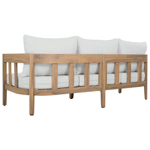 Safavieh Owen Three Seat Sofa Solid Oak Frame Ivory Upholstery Scandinavian Living Room OAK/IVORY PAT7091B