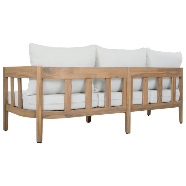Safavieh Owen Three Seat Sofa Solid Oak Frame Ivory Upholstery Scandinavian Living Room OAK/IVORY PAT7091B