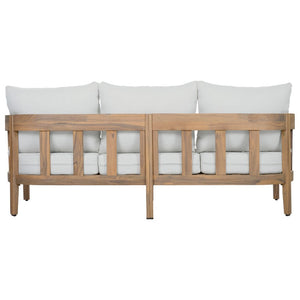 Safavieh Owen Three Seat Sofa Solid Oak Frame Ivory Upholstery Scandinavian Living Room OAK/IVORY PAT7091B