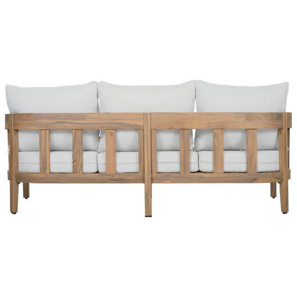 Safavieh Owen Three Seat Sofa Solid Oak Frame Ivory Upholstery Scandinavian Living Room OAK/IVORY PAT7091B