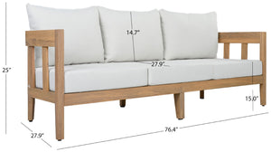 Safavieh Owen Three Seat Sofa Solid Oak Frame Ivory Upholstery Scandinavian Living Room OAK/IVORY PAT7091B