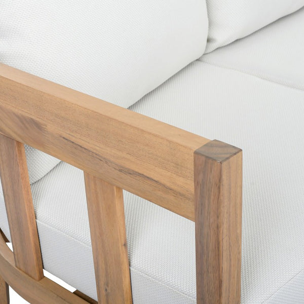 Safavieh Owen Three Seat Sofa Solid Oak Frame Ivory Upholstery Scandinavian Living Room OAK/IVORY PAT7091B