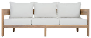 Safavieh Theo Three Seat Sofa with Oak Wood Frame and Ivory Fabric for Modern Living Rooms OAK/IVORY PAT7092B