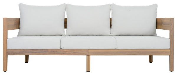Safavieh Theo Three Seat Sofa with Oak Wood Frame and Ivory Fabric for Modern Living Rooms OAK/IVORY PAT7092B