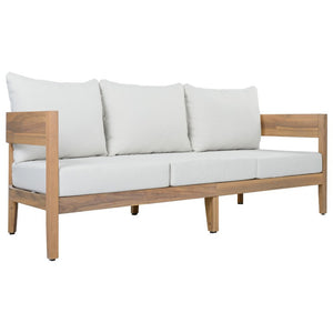 Safavieh Theo Three Seat Sofa with Oak Wood Frame and Ivory Fabric for Modern Living Rooms OAK/IVORY PAT7092B