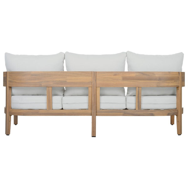 Safavieh Theo Three Seat Sofa with Oak Wood Frame and Ivory Fabric for Modern Living Rooms OAK/IVORY PAT7092B