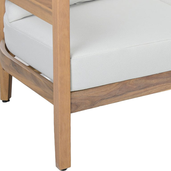 Safavieh Theo Three Seat Sofa with Oak Wood Frame and Ivory Fabric for Modern Living Rooms OAK/IVORY PAT7092B