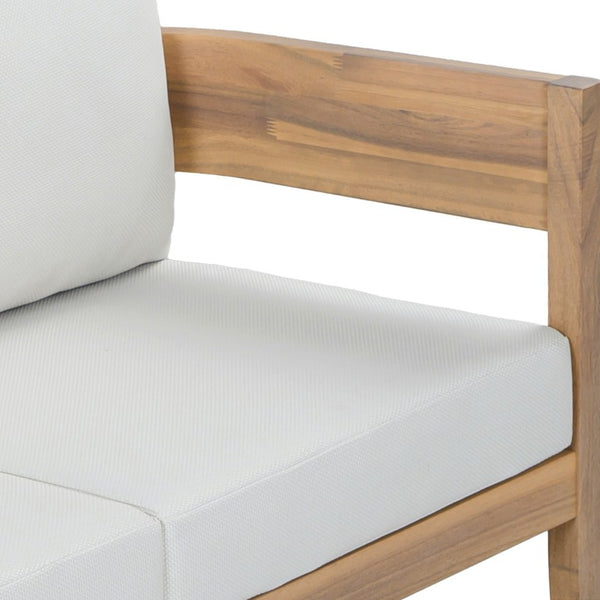 Safavieh Theo Three Seat Sofa with Oak Wood Frame and Ivory Fabric for Modern Living Rooms OAK/IVORY PAT7092B