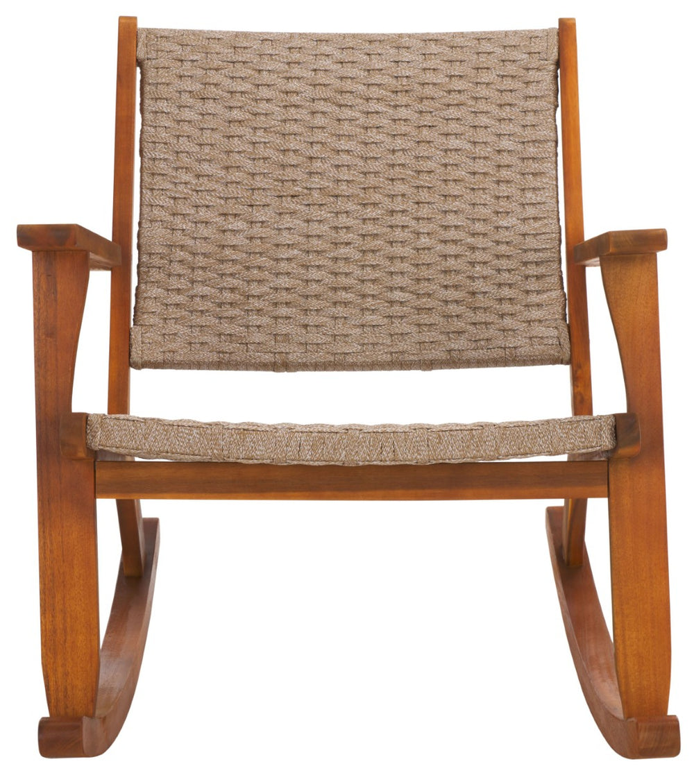 Safavieh DANIEL Rocking Chair - Natural Wood & Poly, Ergonomic Comfort for Indoor & Outdoor Relaxation PAT7094A