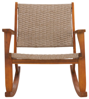 Safavieh DANIEL Rocking Chair - Natural Wood & Poly, Ergonomic Comfort for Indoor & Outdoor Relaxation PAT7094A