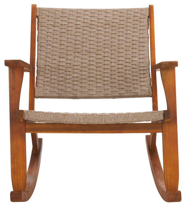 Safavieh DANIEL Rocking Chair - Natural Wood & Poly, Ergonomic Comfort for Indoor & Outdoor Relaxation PAT7094A