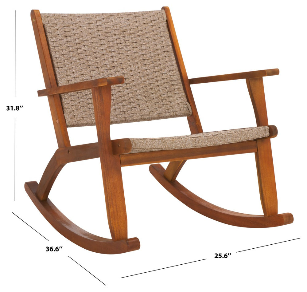 Safavieh DANIEL Rocking Chair - Natural Wood & Poly, Ergonomic Comfort for Indoor & Outdoor Relaxation PAT7094A