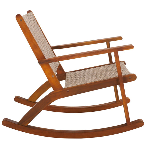 Safavieh DANIEL Rocking Chair - Natural Wood & Poly, Ergonomic Comfort for Indoor & Outdoor Relaxation PAT7094A