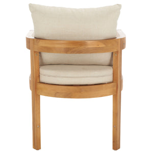 Safavieh Kento Dining Chair Set Of 2 - Stylish Natural Wood & Taupe Cushions For Ultimate Outdoor Comfort Natural ,Taupe Wood,Fabric,Foam Pat7096a-set2