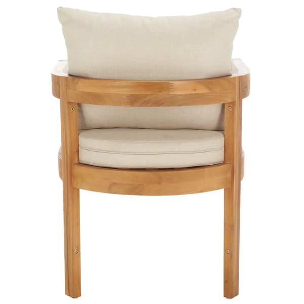 Safavieh Kento Dining Chair Set Of 2 - Stylish Natural Wood & Taupe Cushions For Ultimate Outdoor Comfort Natural ,Taupe Wood,Fabric,Foam Pat7096a-set2