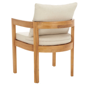 Safavieh Kento Dining Chair Set Of 2 - Stylish Natural Wood & Taupe Cushions For Ultimate Outdoor Comfort Natural ,Taupe Wood,Fabric,Foam Pat7096a-set2