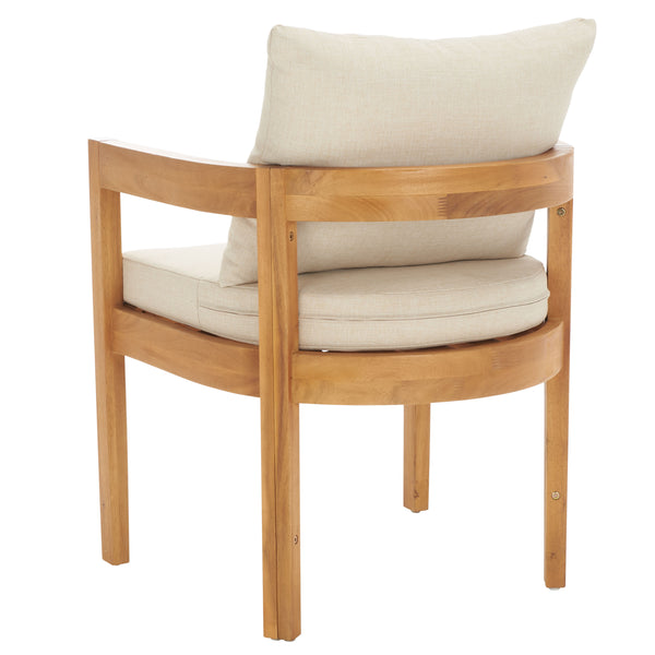 Safavieh Kento Dining Chair Set Of 2 - Stylish Natural Wood & Taupe Cushions For Ultimate Outdoor Comfort Natural ,Taupe Wood,Fabric,Foam Pat7096a-set2