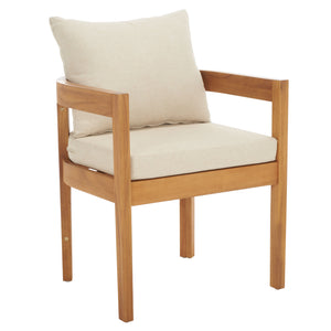 Safavieh Kento Dining Chair Set Of 2 - Stylish Natural Wood & Taupe Cushions For Ultimate Outdoor Comfort Natural ,Taupe Wood,Fabric,Foam Pat7096a-set2