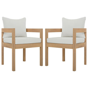Safavieh Kento Upholstered Dining Chair Set of 2 with Oak Legs and Ivory Cushioned Seat Oak/Ivory PAT7096B-SET2