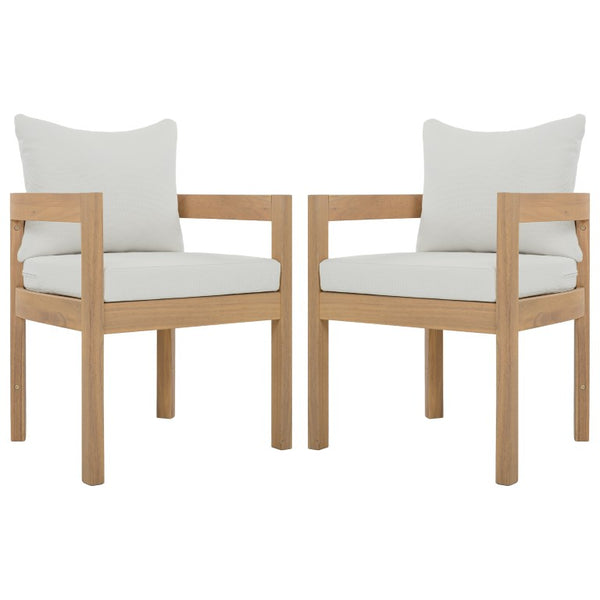 Safavieh Kento Upholstered Dining Chair Set of 2 with Oak Legs and Ivory Cushioned Seat Oak/Ivory PAT7096B-SET2