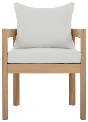 Safavieh Kento Upholstered Dining Chair Set of 2 with Oak Legs and Ivory Cushioned Seat Oak/Ivory PAT7096B-SET2