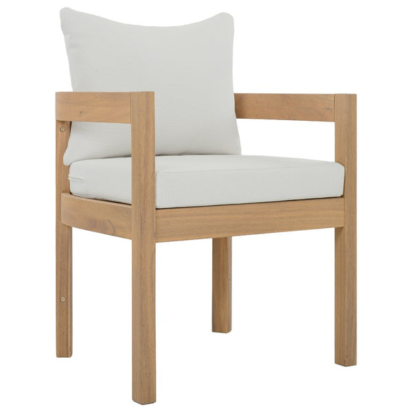 Safavieh Kento Upholstered Dining Chair Set of 2 with Oak Legs and Ivory Cushioned Seat Oak/Ivory PAT7096B-SET2