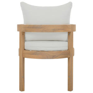 Safavieh Kento Upholstered Dining Chair Set of 2 with Oak Legs and Ivory Cushioned Seat Oak/Ivory PAT7096B-SET2