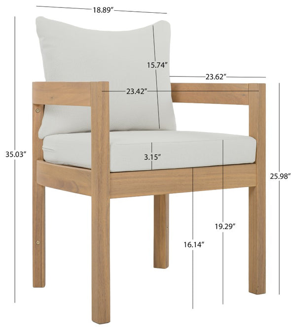 Safavieh Kento Upholstered Dining Chair Set of 2 with Oak Legs and Ivory Cushioned Seat Oak/Ivory PAT7096B-SET2