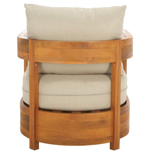 Safavieh Kento Armchair Set Of 2 - Elegant Natural Taupe Chairs For Stylish Outdoor Comfort & Relaxation Natural ,Taupe Wood,Fabric,Foam Pat7097a-set2