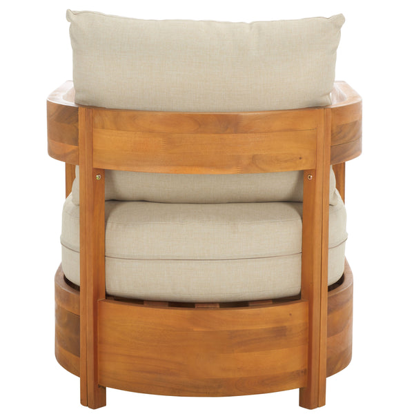 Safavieh Kento Armchair Set Of 2 - Elegant Natural Taupe Chairs For Stylish Outdoor Comfort & Relaxation Natural ,Taupe Wood,Fabric,Foam Pat7097a-set2