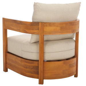 Safavieh Kento Armchair Set Of 2 - Elegant Natural Taupe Chairs For Stylish Outdoor Comfort & Relaxation Natural ,Taupe Wood,Fabric,Foam Pat7097a-set2