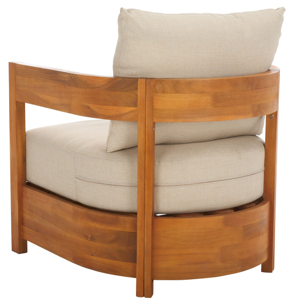 Safavieh Kento Armchair Set Of 2 - Elegant Natural Taupe Chairs For Stylish Outdoor Comfort & Relaxation Natural ,Taupe Wood,Fabric,Foam Pat7097a-set2