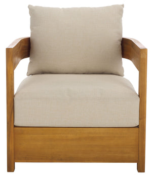 Safavieh Kento Armchair Set Of 2 - Elegant Natural Taupe Chairs For Stylish Outdoor Comfort & Relaxation Natural ,Taupe Wood,Fabric,Foam Pat7097a-set2