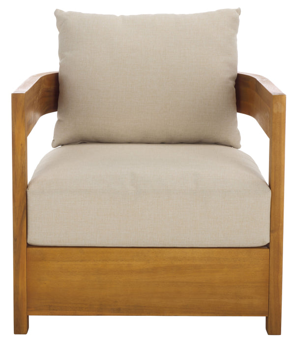 Safavieh Kento Armchair Set Of 2 - Elegant Natural Taupe Chairs For Stylish Outdoor Comfort & Relaxation Natural ,Taupe Wood,Fabric,Foam Pat7097a-set2