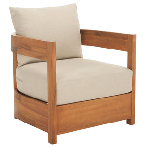 Safavieh Kento Armchair Set Of 2 - Elegant Natural Taupe Chairs For Stylish Outdoor Comfort & Relaxation Natural ,Taupe Wood,Fabric,Foam Pat7097a-set2